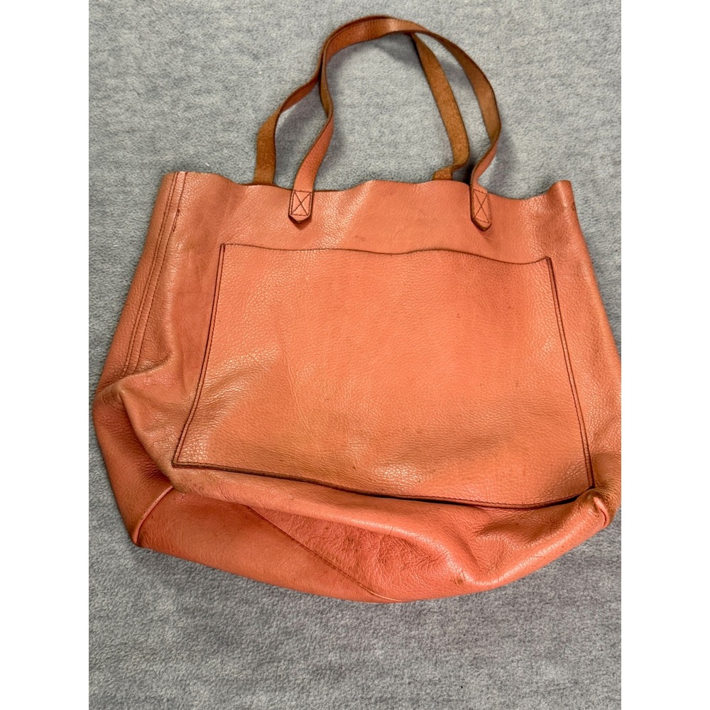 Madewell The Transport Tote Coral Pink Pebbled Leather Shoulder Bag Handbag